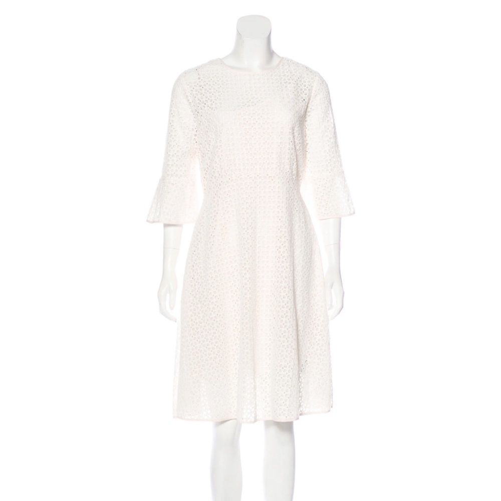 Needle & Thread Eyelet Knee Length Dress in Ivory Size 4